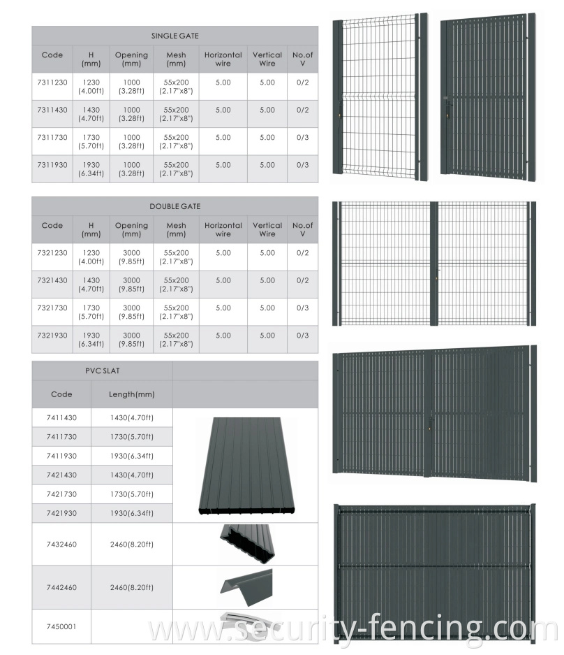 New Design Privacy Mesh Panels and Iron Gates with PVC Slat for Courtyard Garden